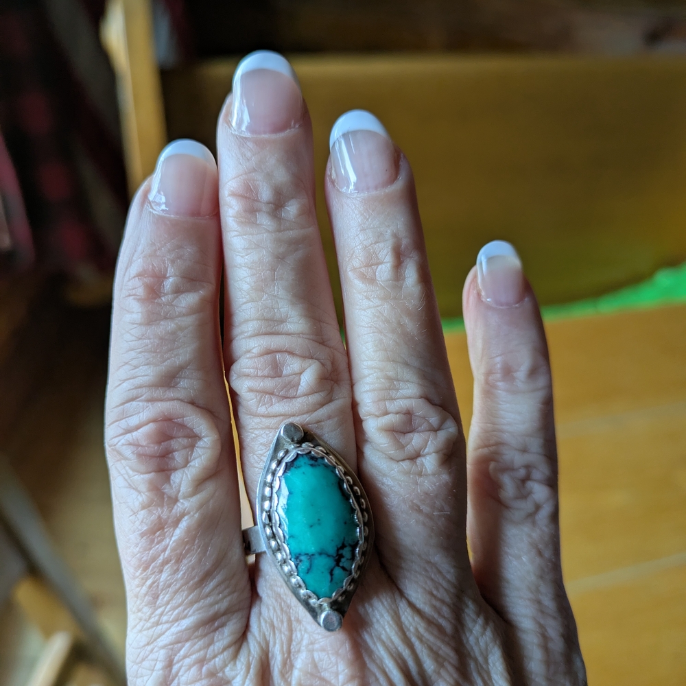 Authentic Turquoise And Sterling Silver  Ring Sz 8